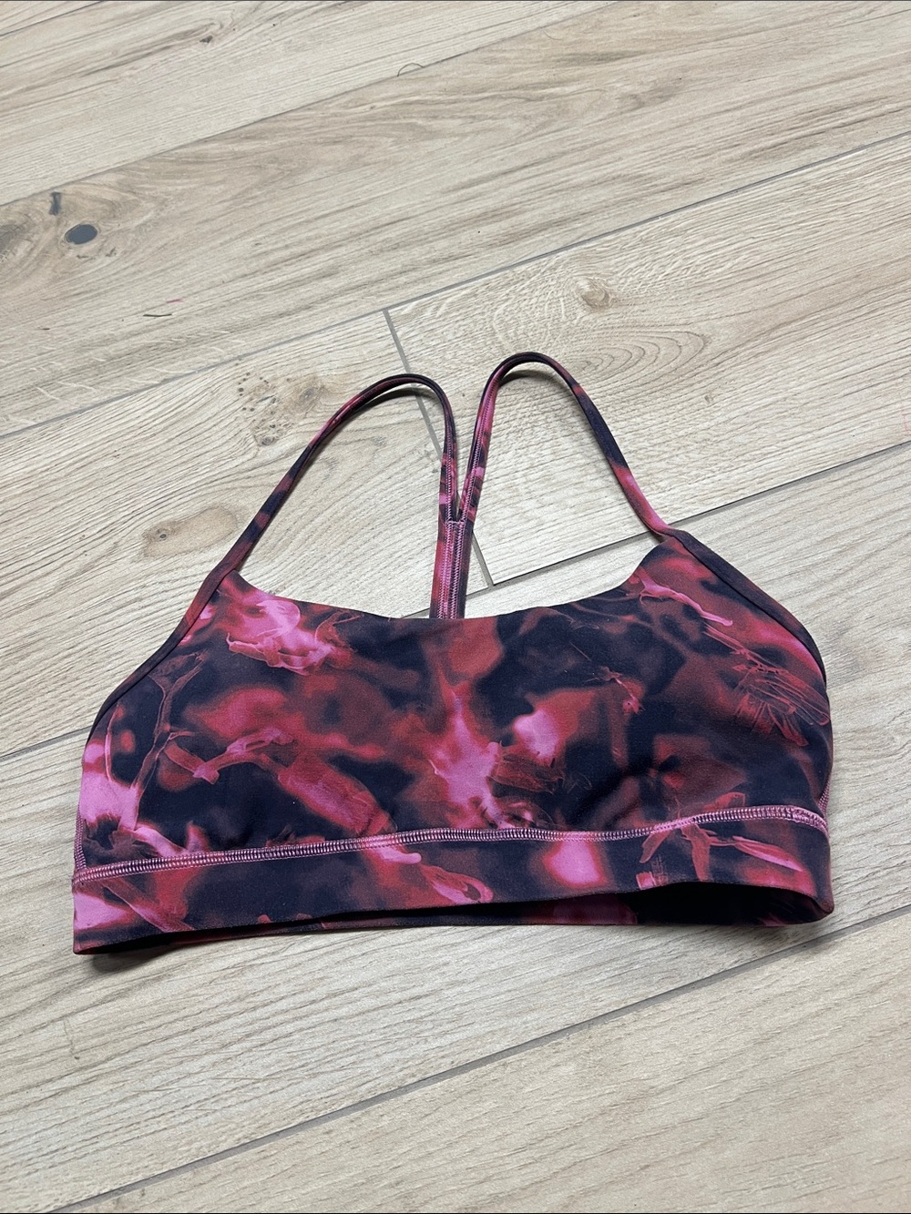 lululemon athletica Pink & Black Tie-Dye Thin-Strap Sports Bra